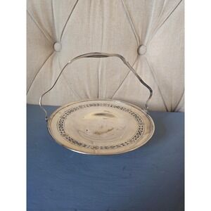 Vintage Silverplate Bride's Basket Bowl Pierced Floral Pattern